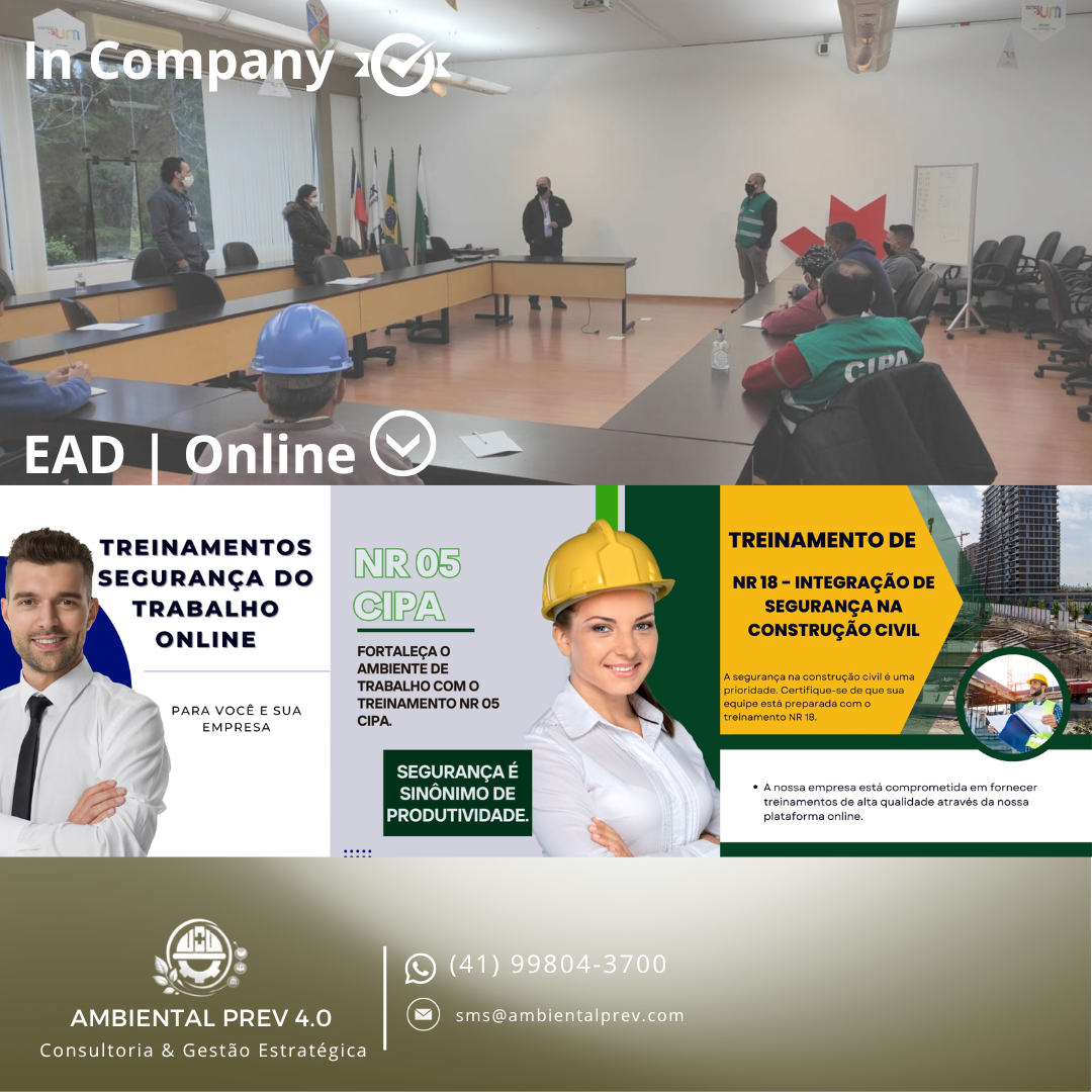 Instrutor conduzindo treinamento de segurança do trabalho com equipe em ambiente industrial